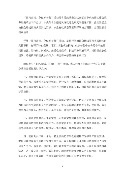 警察正风肃纪心得体会范文(最新)