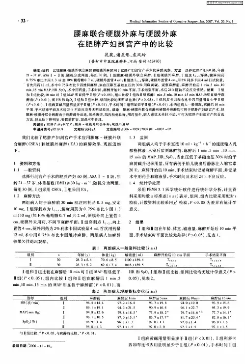 腰麻联合硬膜外麻与硬膜外麻在肥胖产妇剖宫产中的比较