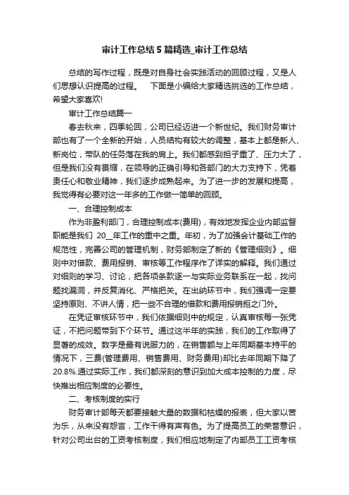 审计工作总结5篇精选_审计工作总结