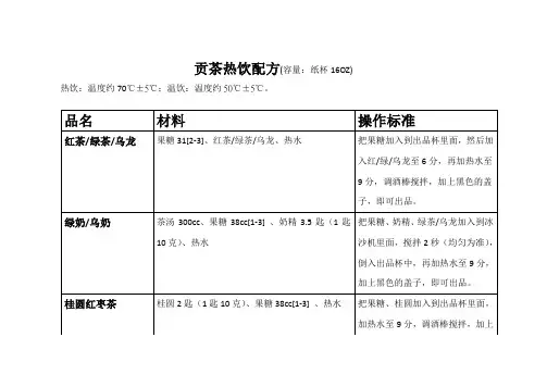 贡茶热饮配方