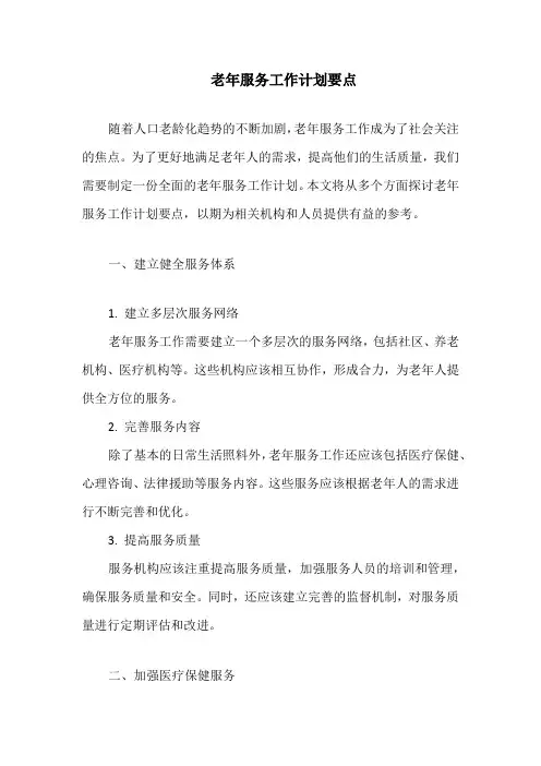 老年服务工作计划要点