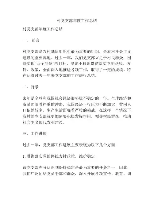 村党支部年度工作总结