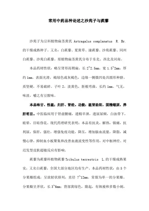 常用中药品种论述之沙苑子与蒺藜