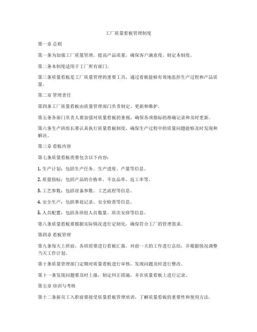 工厂质量看板管理制度