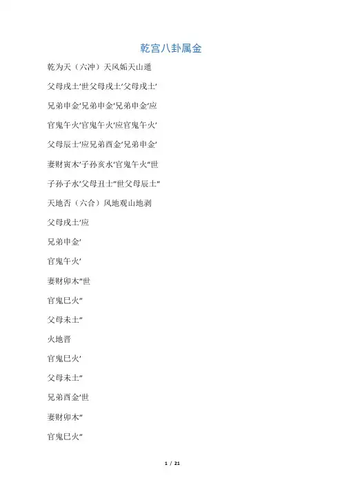 六十四卦名(装卦表)