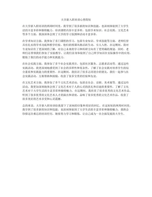 大学新入职培训心得简短