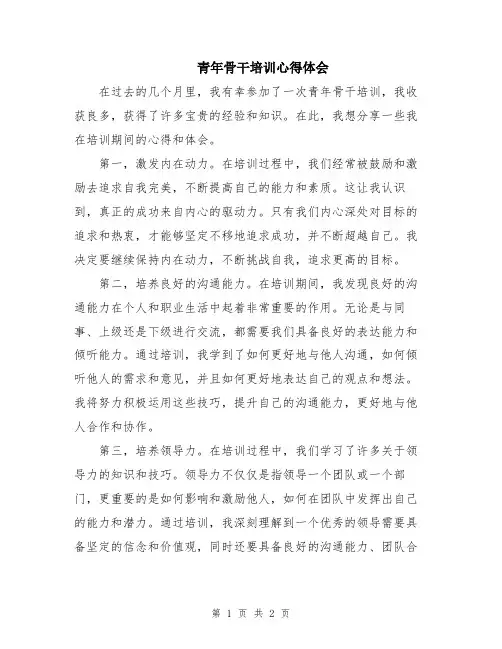 青年骨干培训心得体会