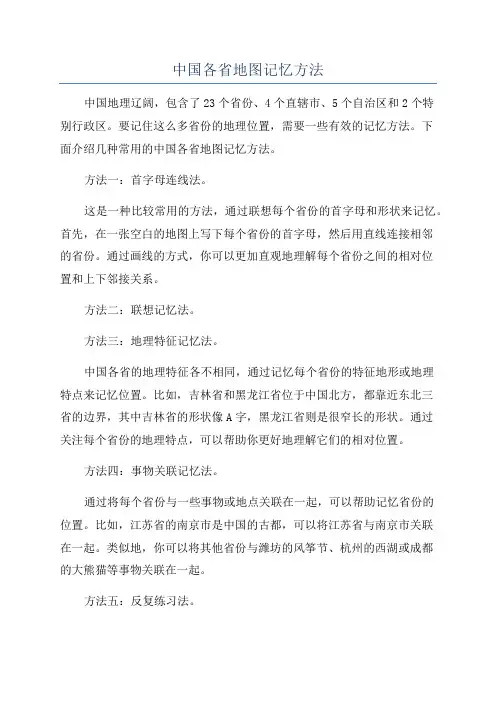 中国各省地图记忆方法