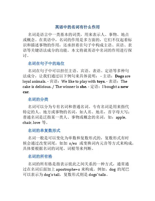 英语中的名词有什么作用