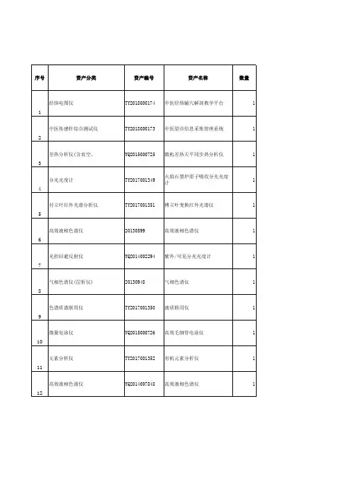 十万元以上仪器设备明细表