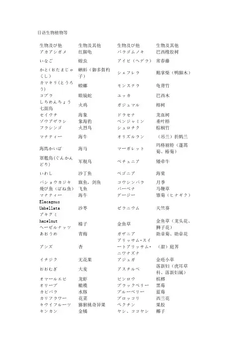 日语生物植物等