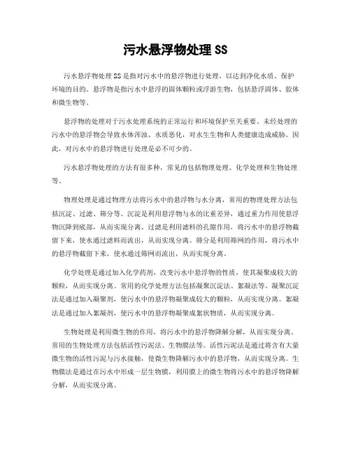 污水悬浮物处理SS