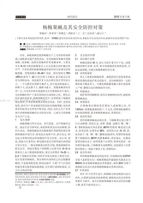 杨梅果蝇及其安全防控对策