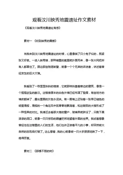 观看汶川映秀地震遗址作文素材