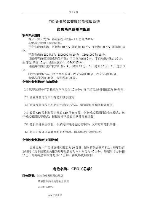 ITMC企业经营管理沙盘模拟系统方案