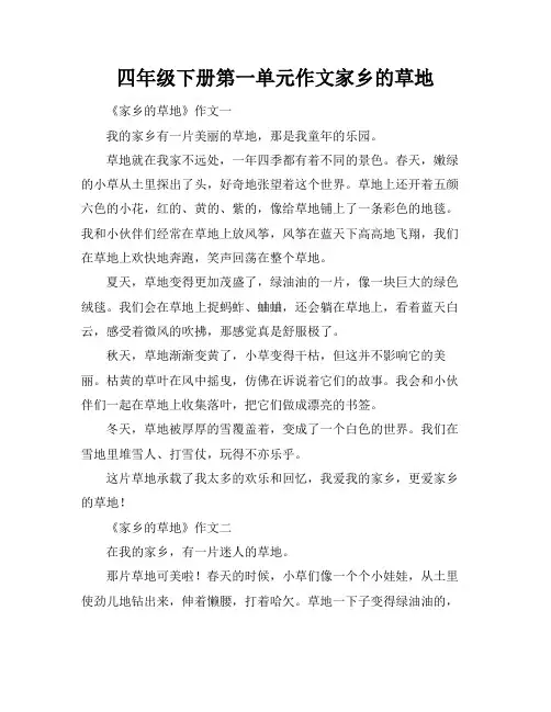 四年级下册第一单元作文家乡的草地