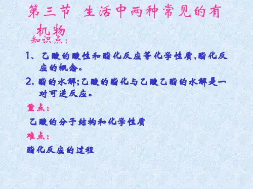 新人教版必修二第三章第三节生活中常见的有机物第二课时乙酸课件