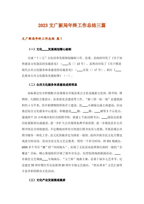 2023文广新局年终工作总结三篇