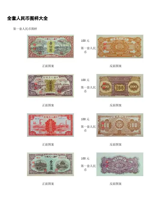 全套人民币图样大全【范本模板】
