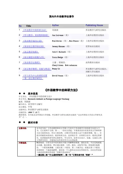 国内外外语教学法著作