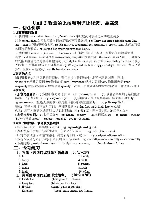 牛津译林版英语八年级上册Unit 2 同步语法讲解和练习
