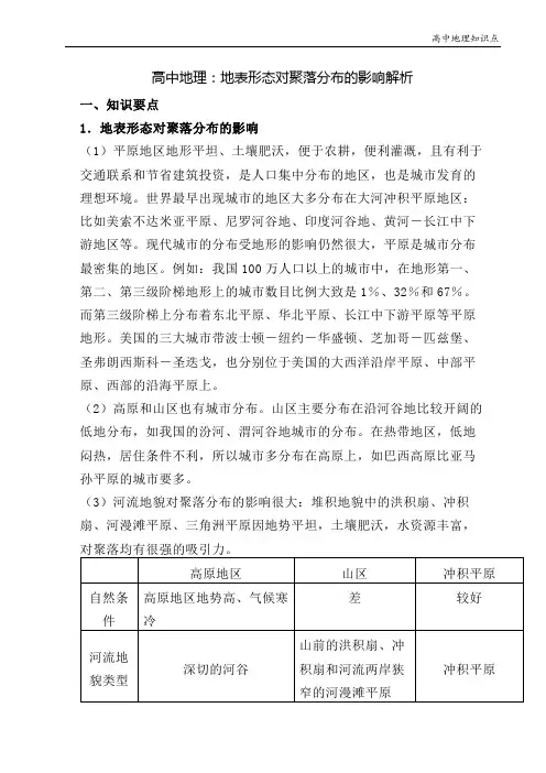 高中地理知识点：地表形态对聚落分布的影响解析