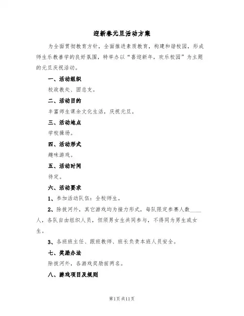 迎新春元旦活动方案（5篇）