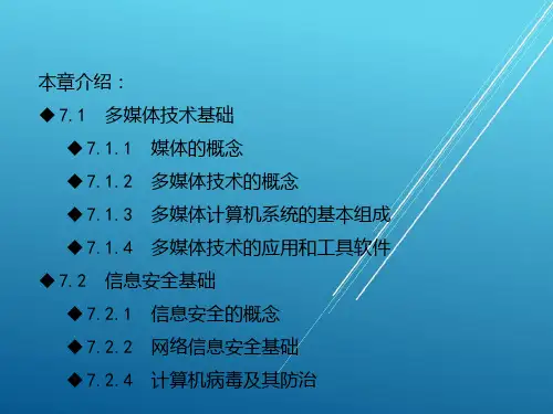 计算机应用基础第7章 多媒体技术信息安全基础PPT课件
