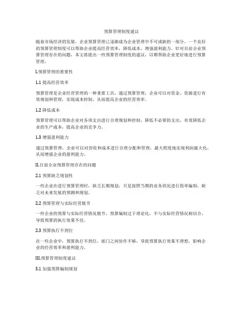 预算管理制度建议