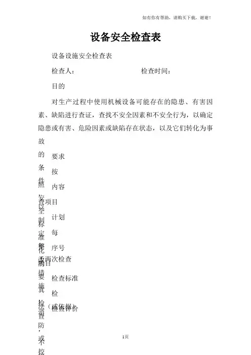设备安全检查表