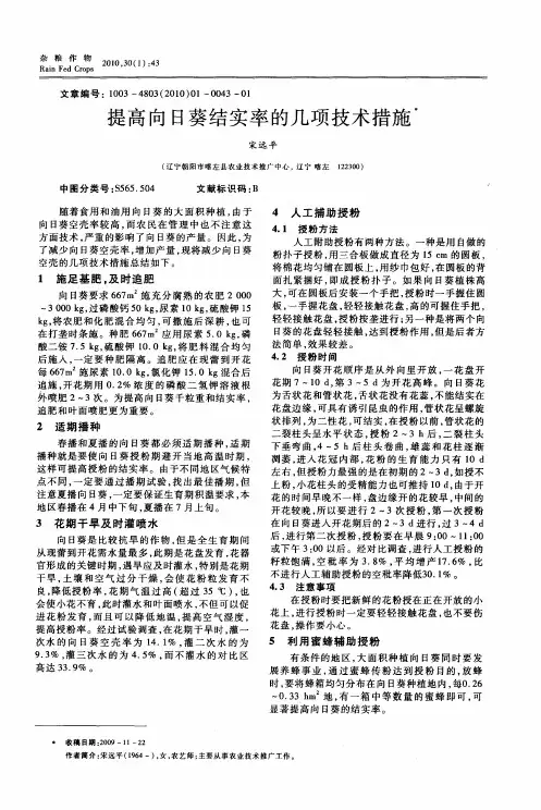 提高向日葵结实率的几项技术措施