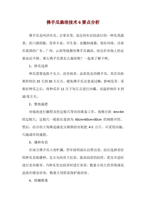 佛手瓜栽培技术6要点分析