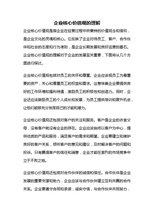 企业核心价值观的理解