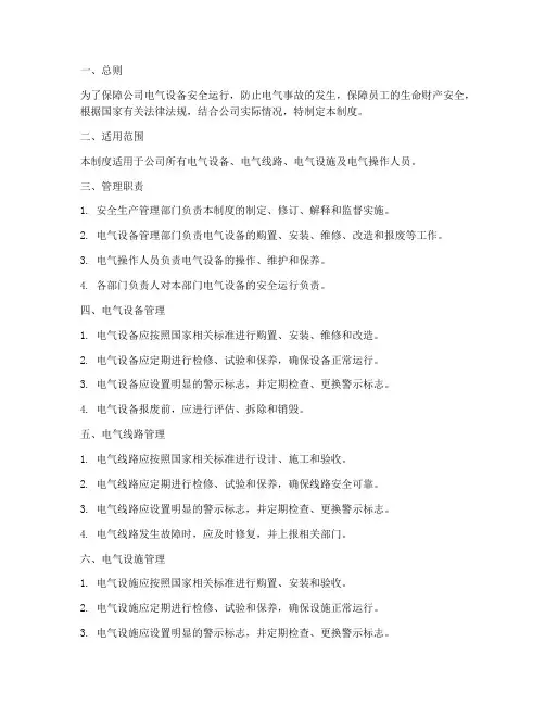 电气安全管理制度细则