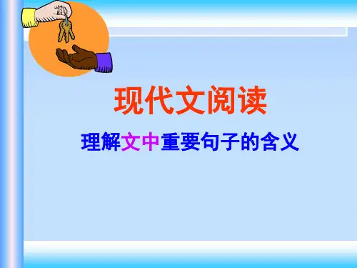 高考复习现代文阅读理解文中重要句子的含义ppt1