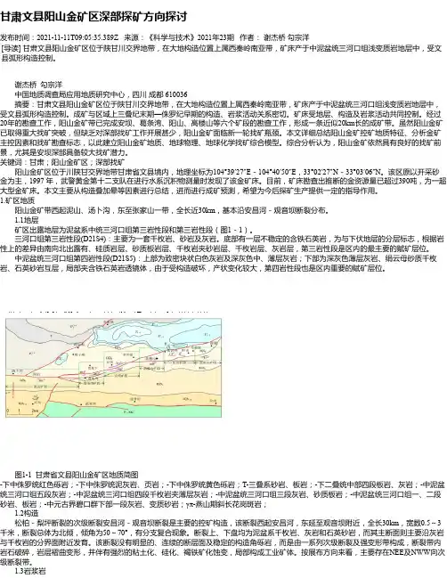 甘肃文县阳山金矿区深部探矿方向探讨