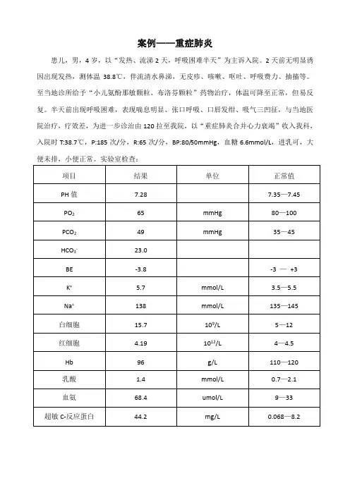 1.重症肺炎儿科护理病例 解析 (1)