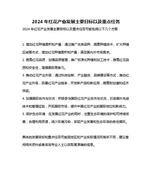 2024年红花产业发展主要目标以及重点任务