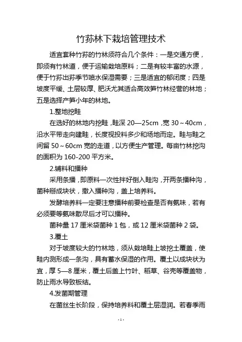 竹荪林下栽培管理技术