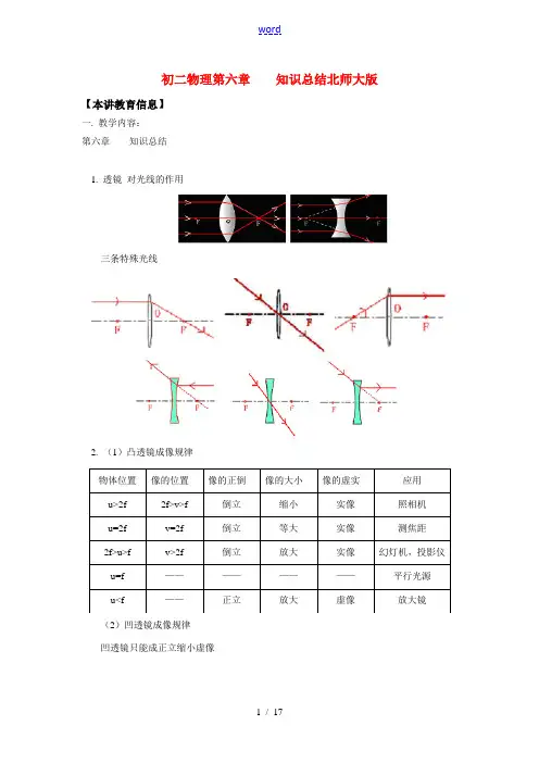 八年级物理第六章    知识总结北师大版知识精讲