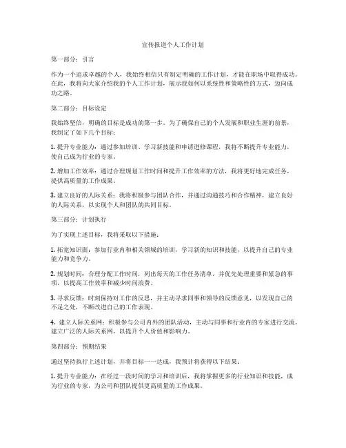 宣传报道个人工作计划