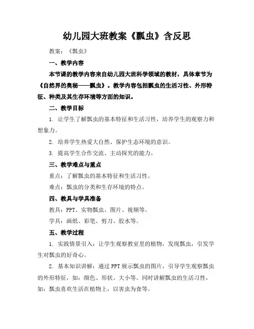 幼儿园大班教案《瓢虫》含反思