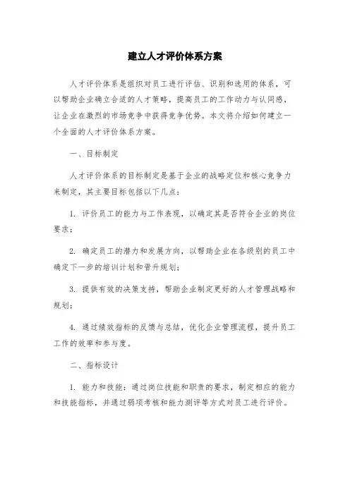 建立人才评价体系方案