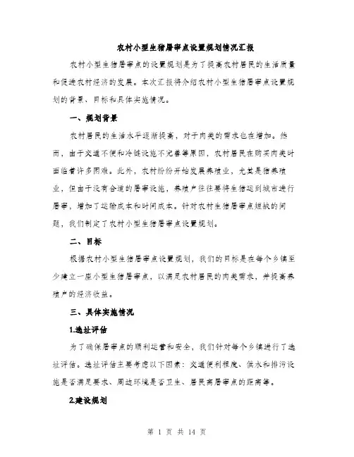 农村小型生猪屠宰点设置规划情况汇报（5篇）