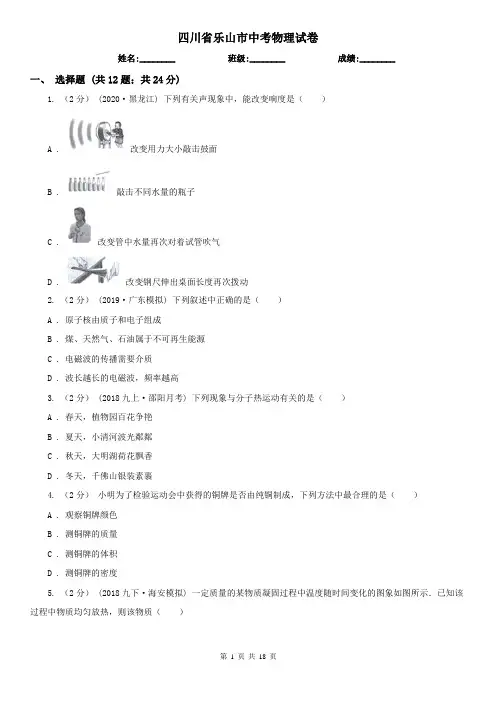 四川省乐山市中考物理试卷
