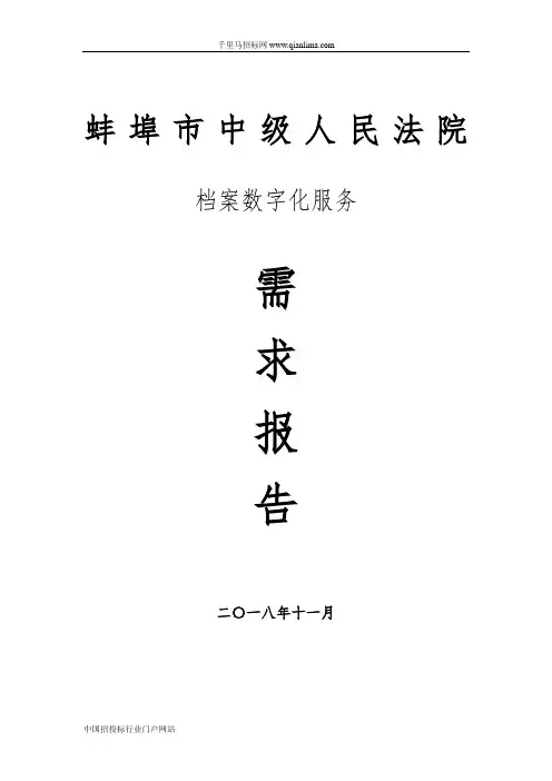 中级人民法院档案数字化服务采购政府采购需求公示招投标书范本