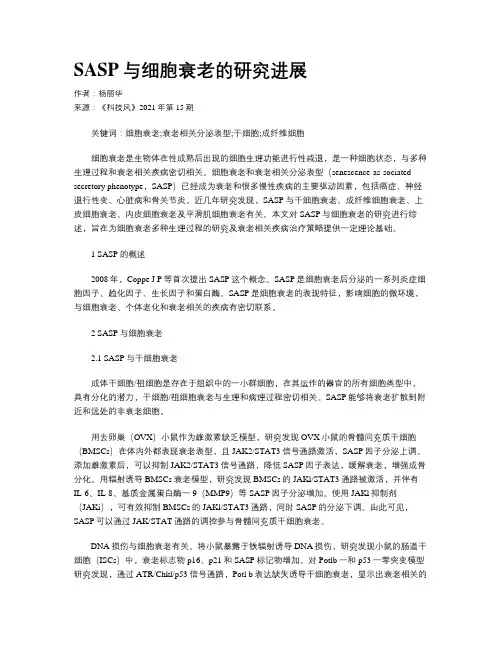 SASP与细胞衰老的研究进展