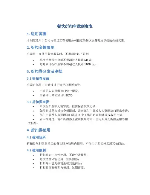 餐饮折扣审批制度表