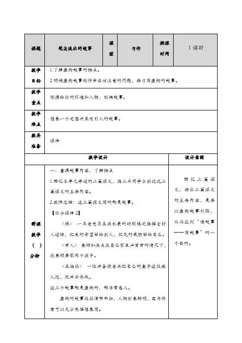 【精品】部编版六年级语文上册第四单元：习作：笔尖流出的故事 教案