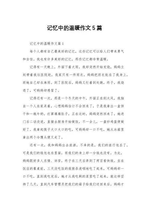 记忆中的温暖作文5篇